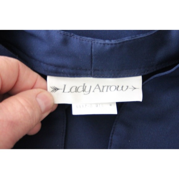 Vtg Lady Arrow Navy Blue Blouse Top Dacron Polyester Button Up Long Sleeve 14 - Picture 6 of 7